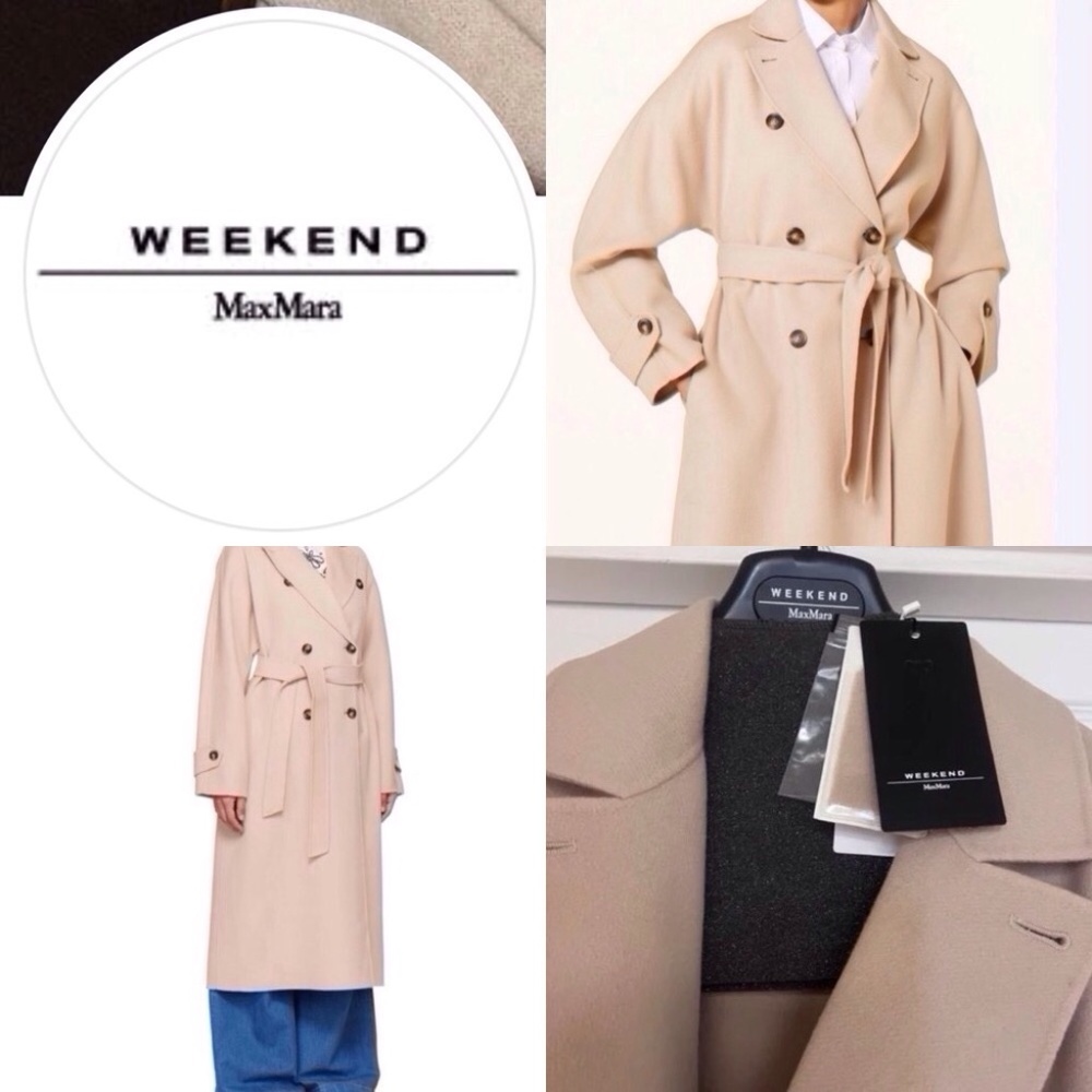 🔥 NWT Weekend MAX MARA Beautiful Virgin Wool Coat US16 Beige